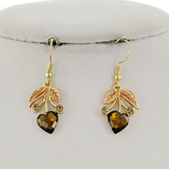 GOLD TONE & BROWN FLOWER STATEMENT NECKLACE SET - Picture 2 of 3